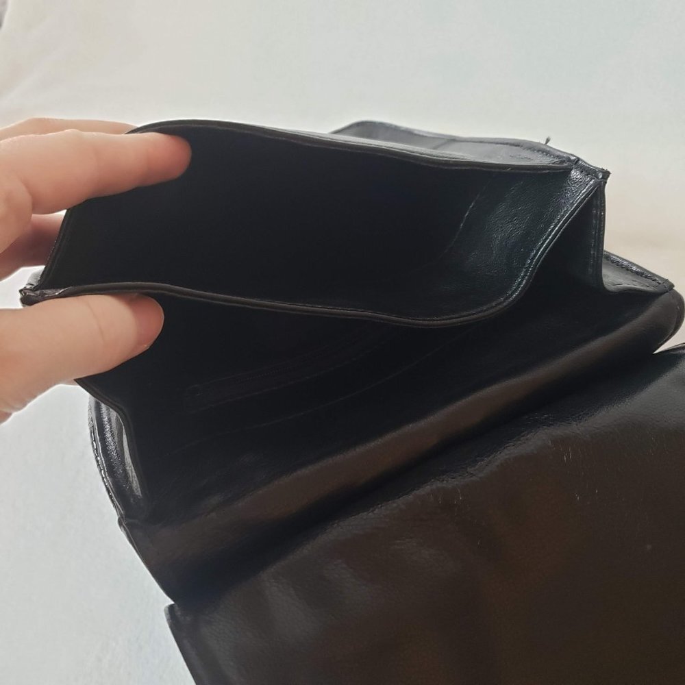 VINTAGE Atalla Handbags Leather Saddlebag Press Lock Deadstock Black Gold - Picture 8 of 12